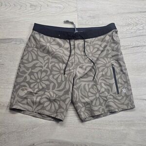Vuori Shorts Mens 33 Brown Floral Infinity Board Shorts 8" Performance Surf